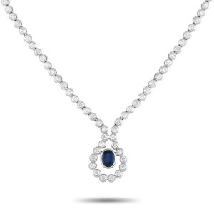 LB Exclusive 18K Weißgold 1,55ct Diamant- und Saphir-Halskette MF05-072624 7733259894844