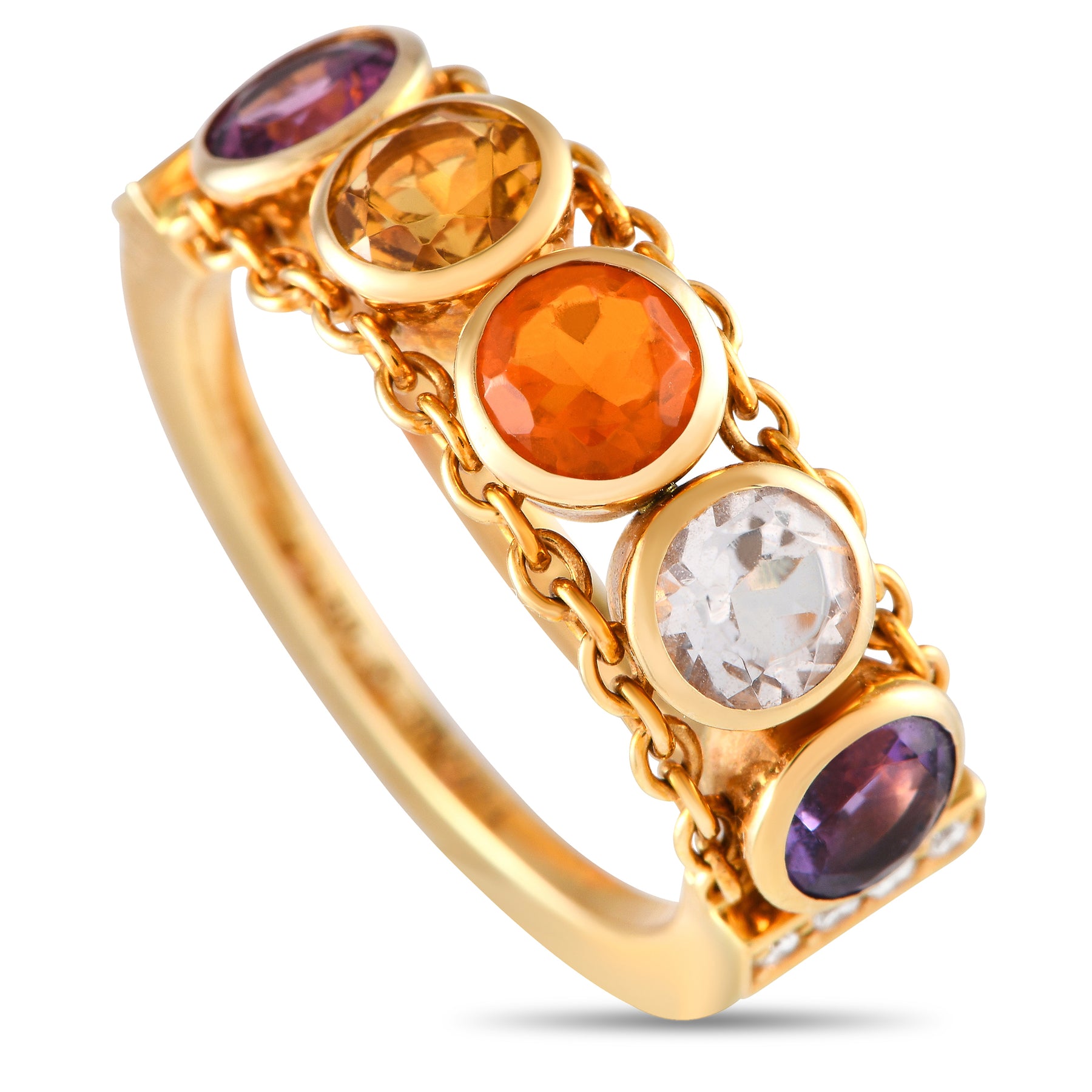Chaumet 18K Gelbgold Diamant und Mehrfarbig-Color Edelstein Ring CH11 -072624