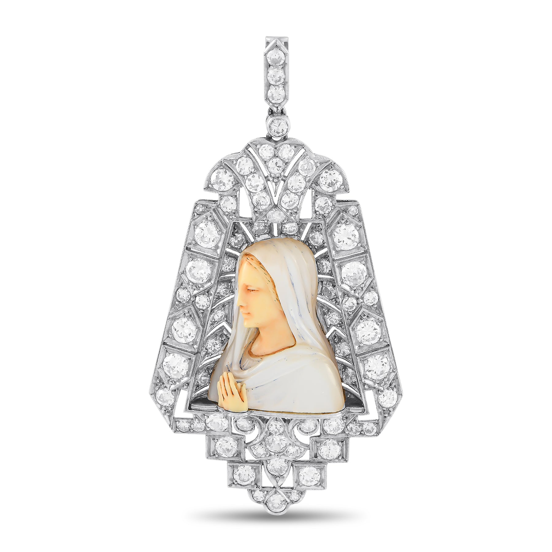 LB Exclusive Antik Platin 3.50ct Diamant und Mother Perle Anhänger MF06 -072624