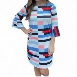 Kleid mit Blockdruck in Mehrfarbig