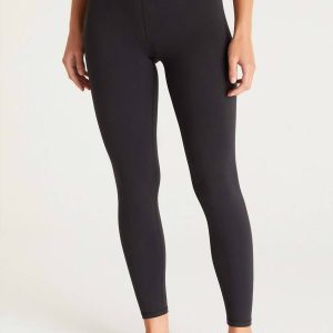 Kontrast-Crossover-7/8-Leggings für Damen in Schwarz