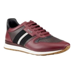 Bally Arnold 6239711 Herren Burgund Leder Sneaker Größe 9