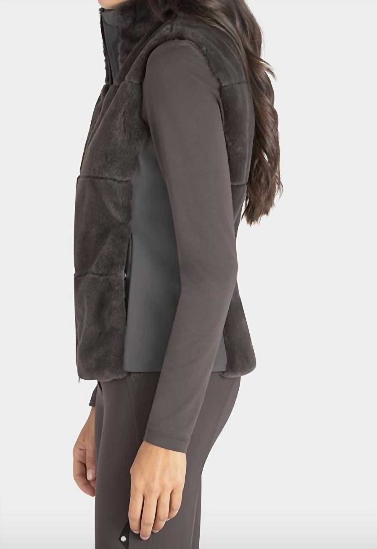 Lakritz Eco-Fur Damen Weste in Lakritz
