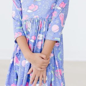 Neon Moon 3/4-Ärmel-Taschen-Twirl-Kleid