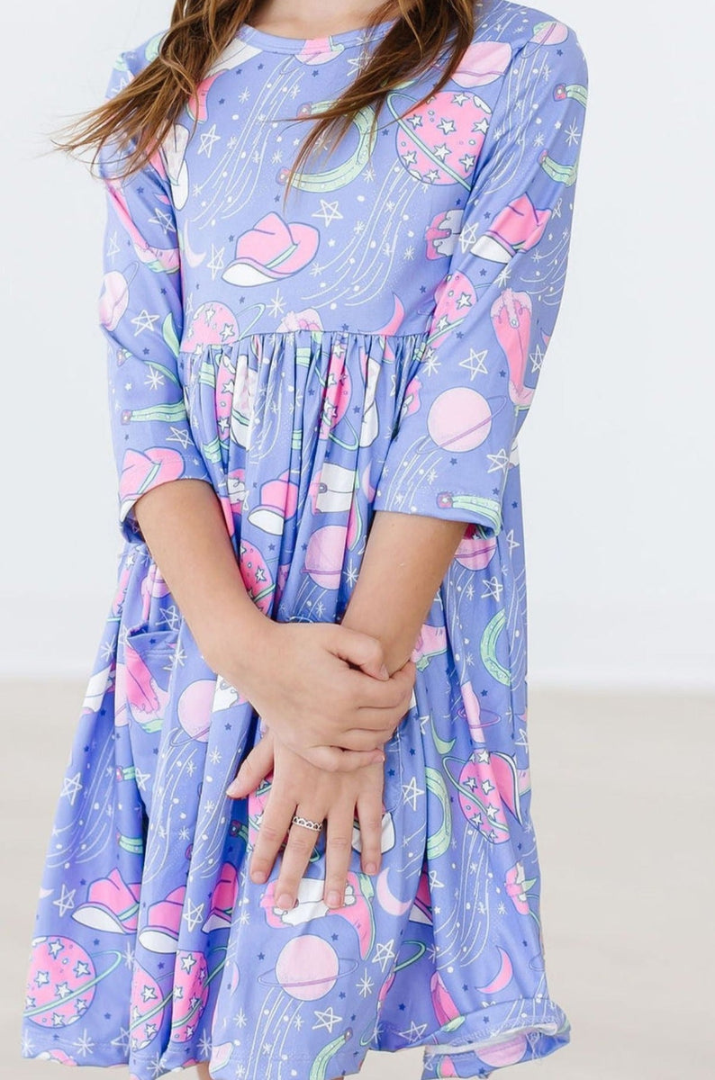 Neon Moon 3/4-Ärmel Tasche Twirl Kleid