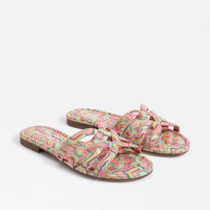 Katzen-Sandale für Damen in Rosa-Multi