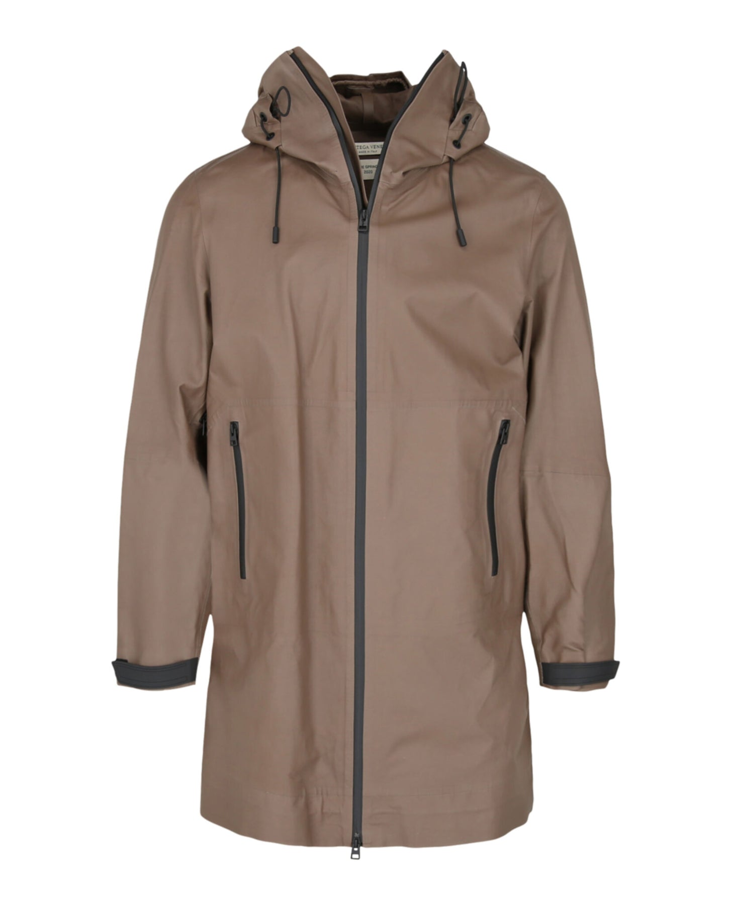 Lange Leder Kapuzenjacke