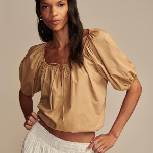 Lucky Brand Damen-Oberteil aus gerafftem Popeline 7733546483772
