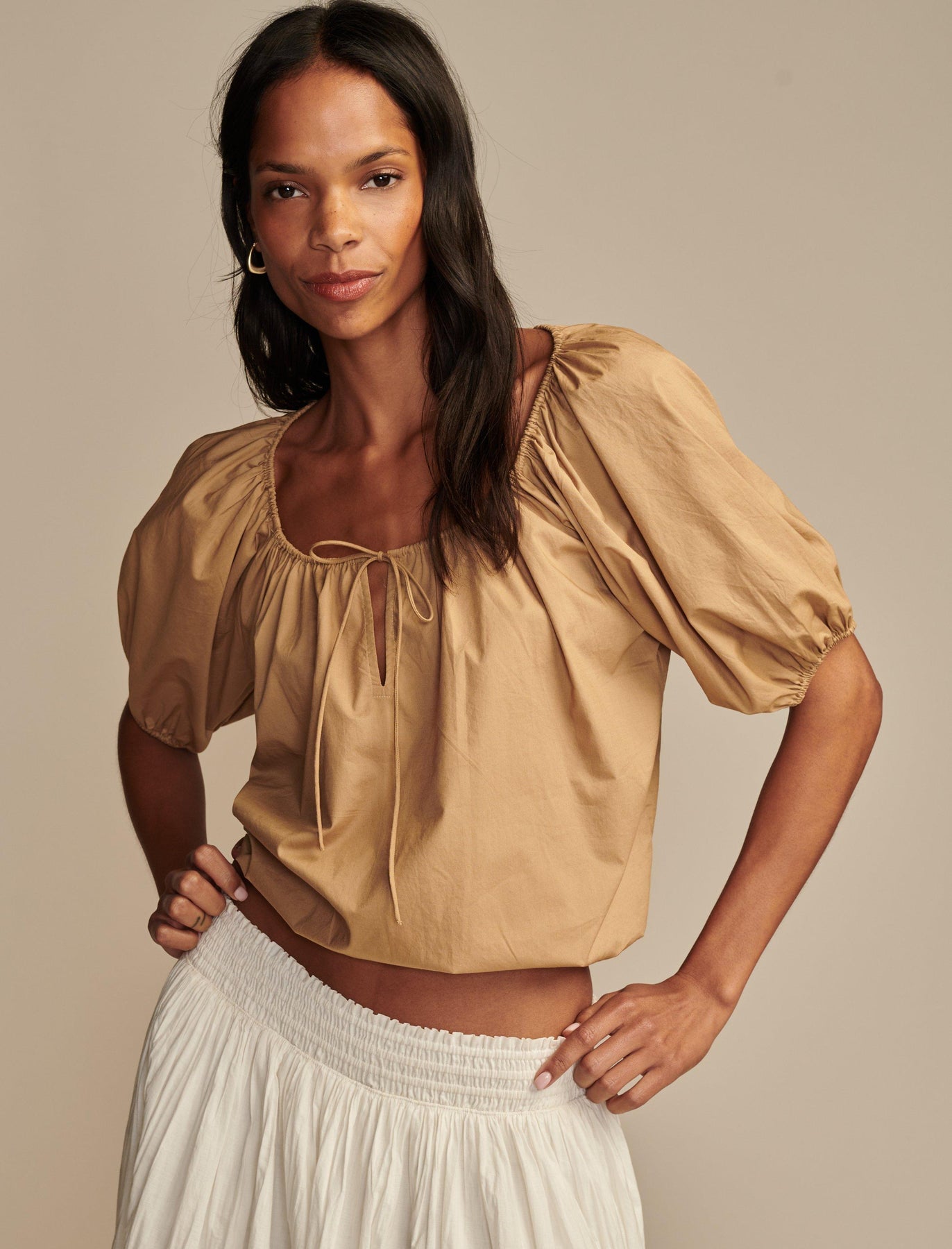 Lucky Brand Damen Gathered Poplin Oberteil