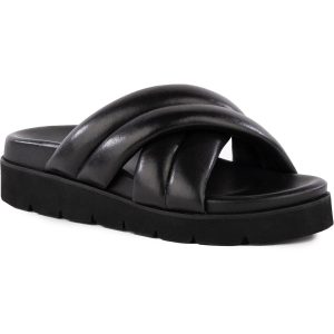 Driving Force Criss-Cross-Slipper-Sandalen aus Leder