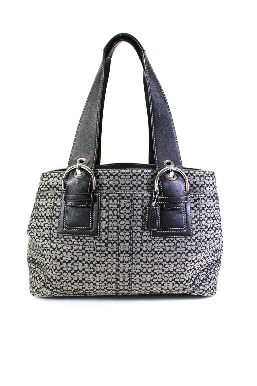 Coach Damen Logo Muster verstellbarer Riemen Schultertasche Geldbörse Grau