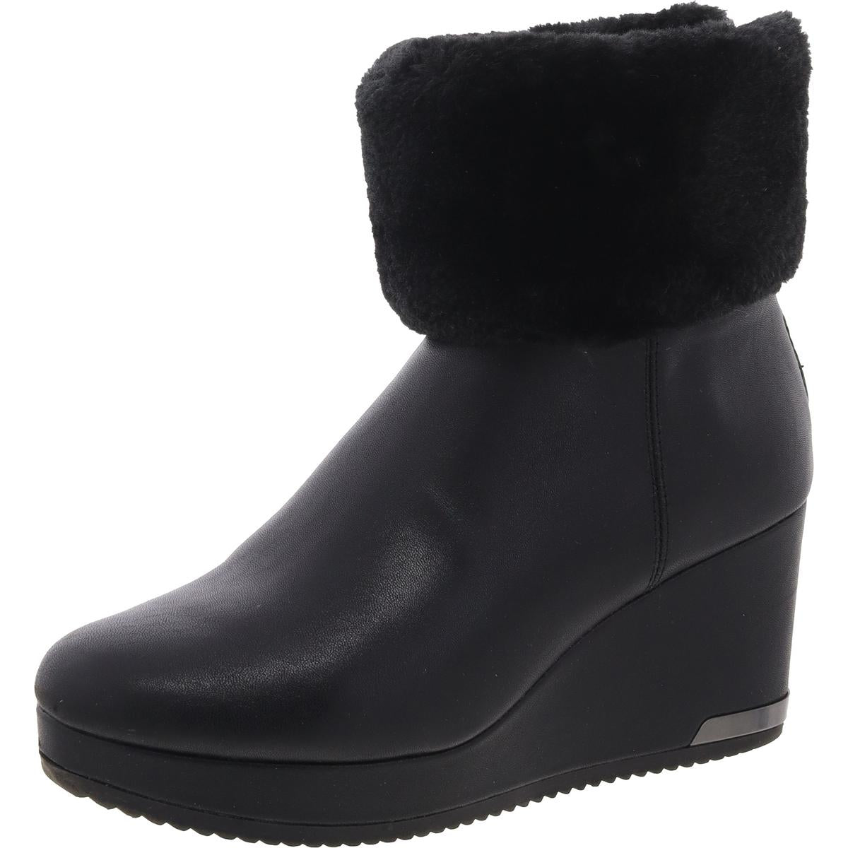 POWELL WEDGE BOOTIE Kunstpelz gefüttert Kunstleder Keil Stiefel