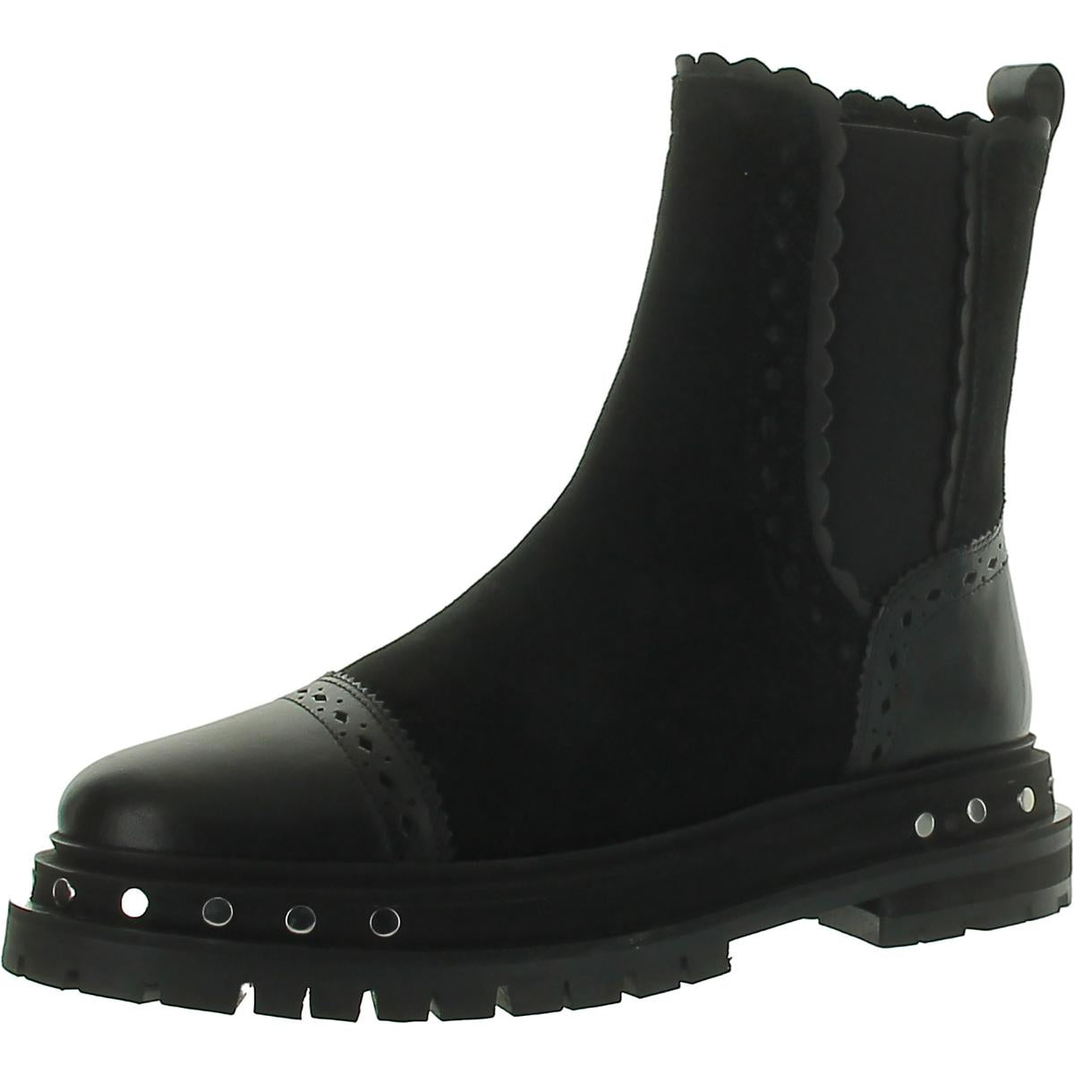 Schwarze Leder Chelsea Stiefel