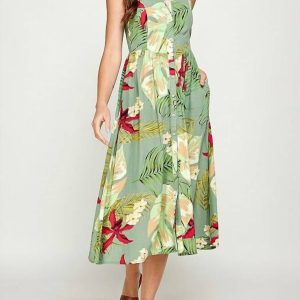 Maxikleid mit Knopfleiste in Grün