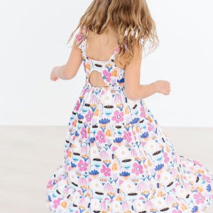 Tulip Blooms Rüschen-Maxikleid