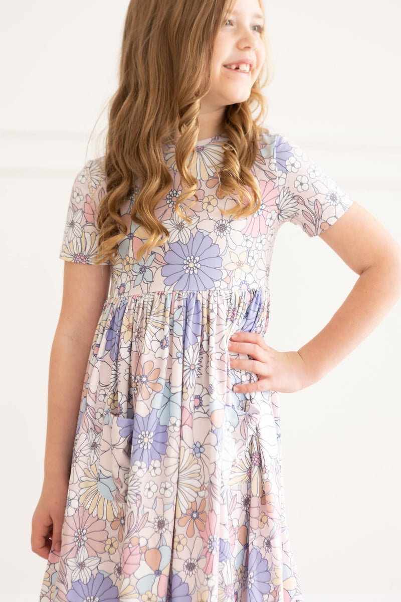 Süße Flucht mit Blumenmuster S / S Tasche Twirl Kleid