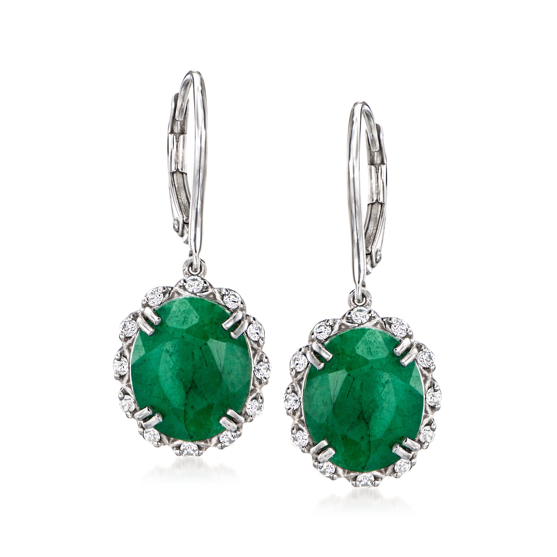 Ross-Simons Emerald Ohrringe mit. Weiße Topas in Sterling Silber