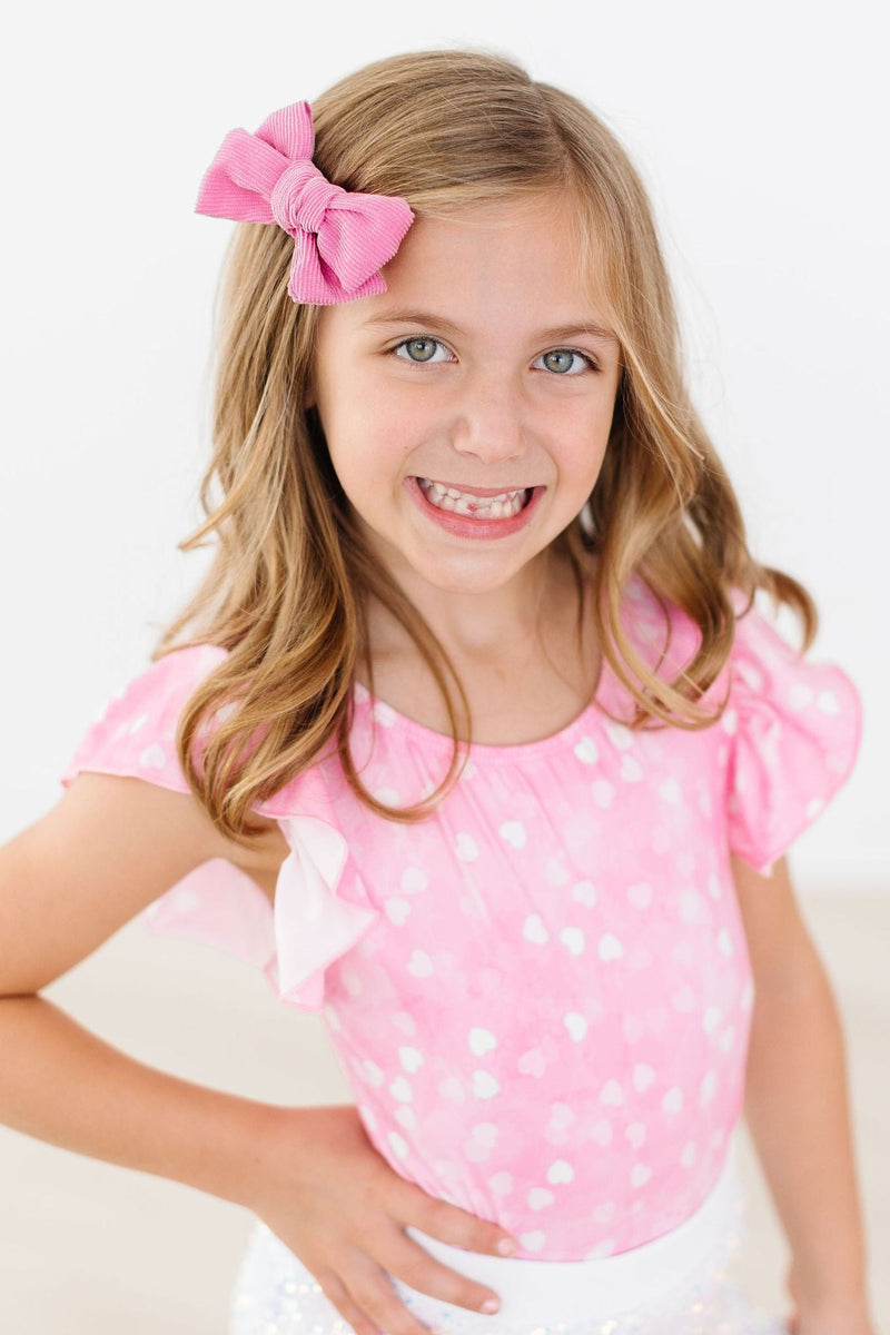 Glänzen Sie helle S/S Flutter Ärmel Leotard