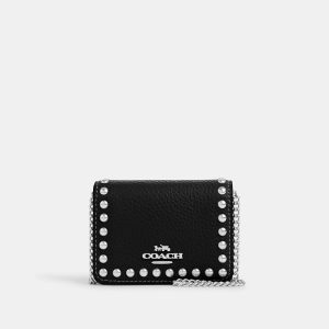 Coach Outlet Mini-Geldbörse auf einer Kette mit Nieten