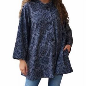 Swing-Jacke mit Damast-Print in Schwarz/Grau