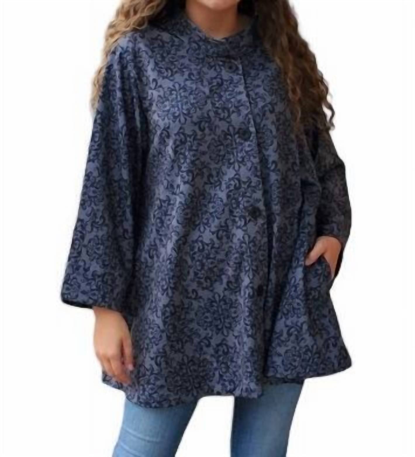 Damask Muster Swing Jacke in Schwarz/Grau