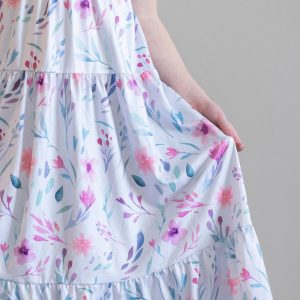 Pastell-Wildblumen-Rüschen-Maxikleid