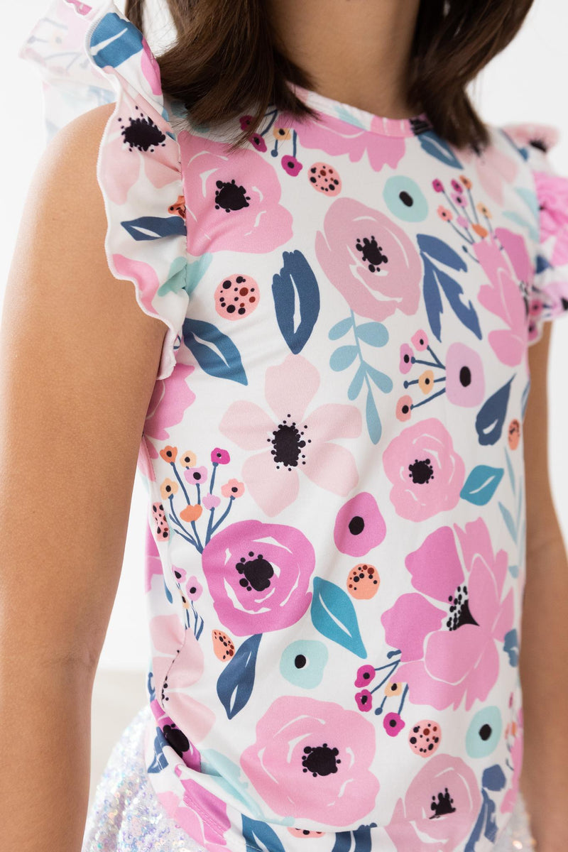 Hübsch in lila S / S Rüschen T-Shirt