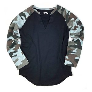 Baseball-T-Shirt für Jungen in Schwarz und Camo