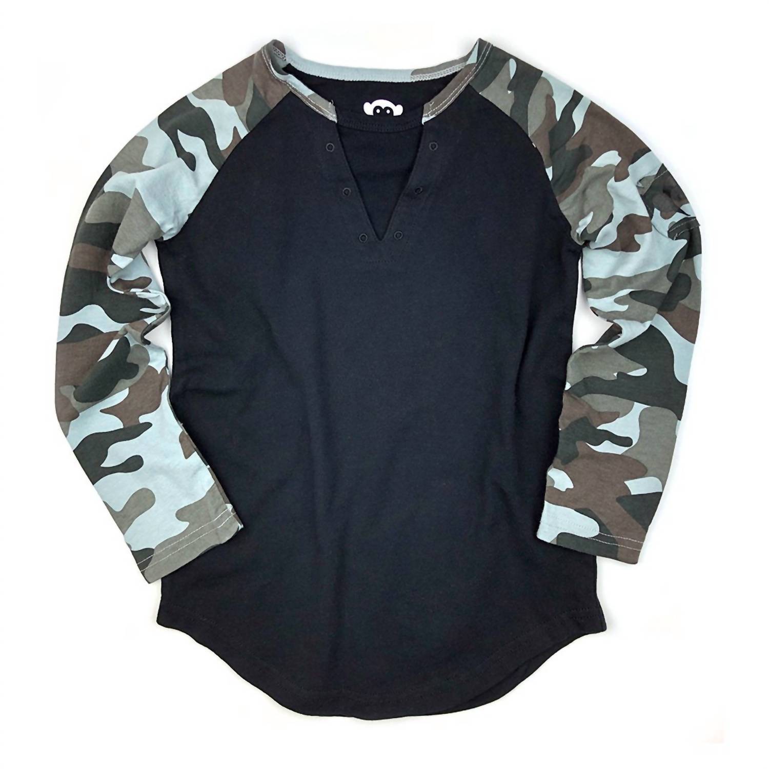 Jungen Baseball T-Shirt in Schwarz & Camo