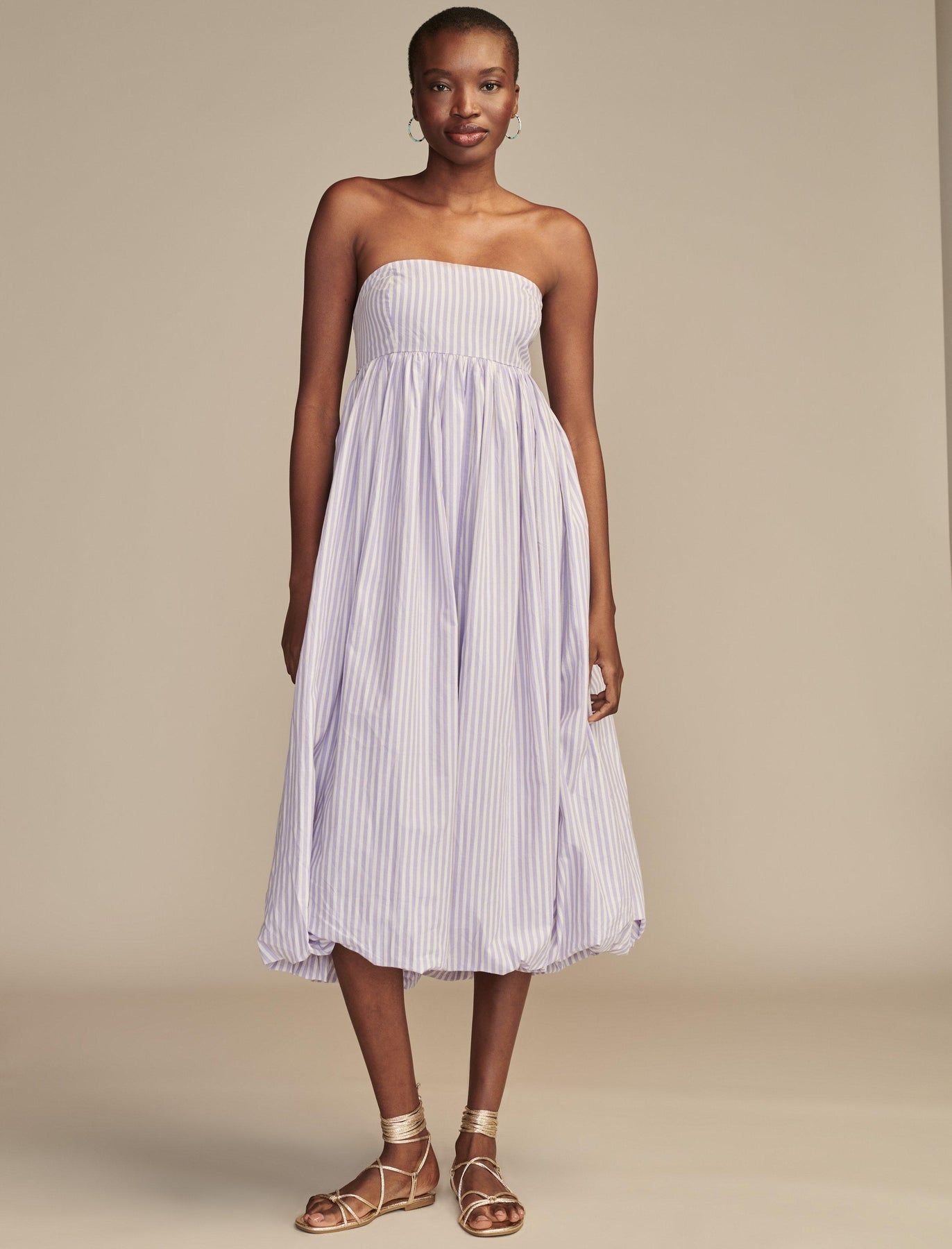 Lucky Brand Damen Popeline Bubble Hem Maxi Kleid