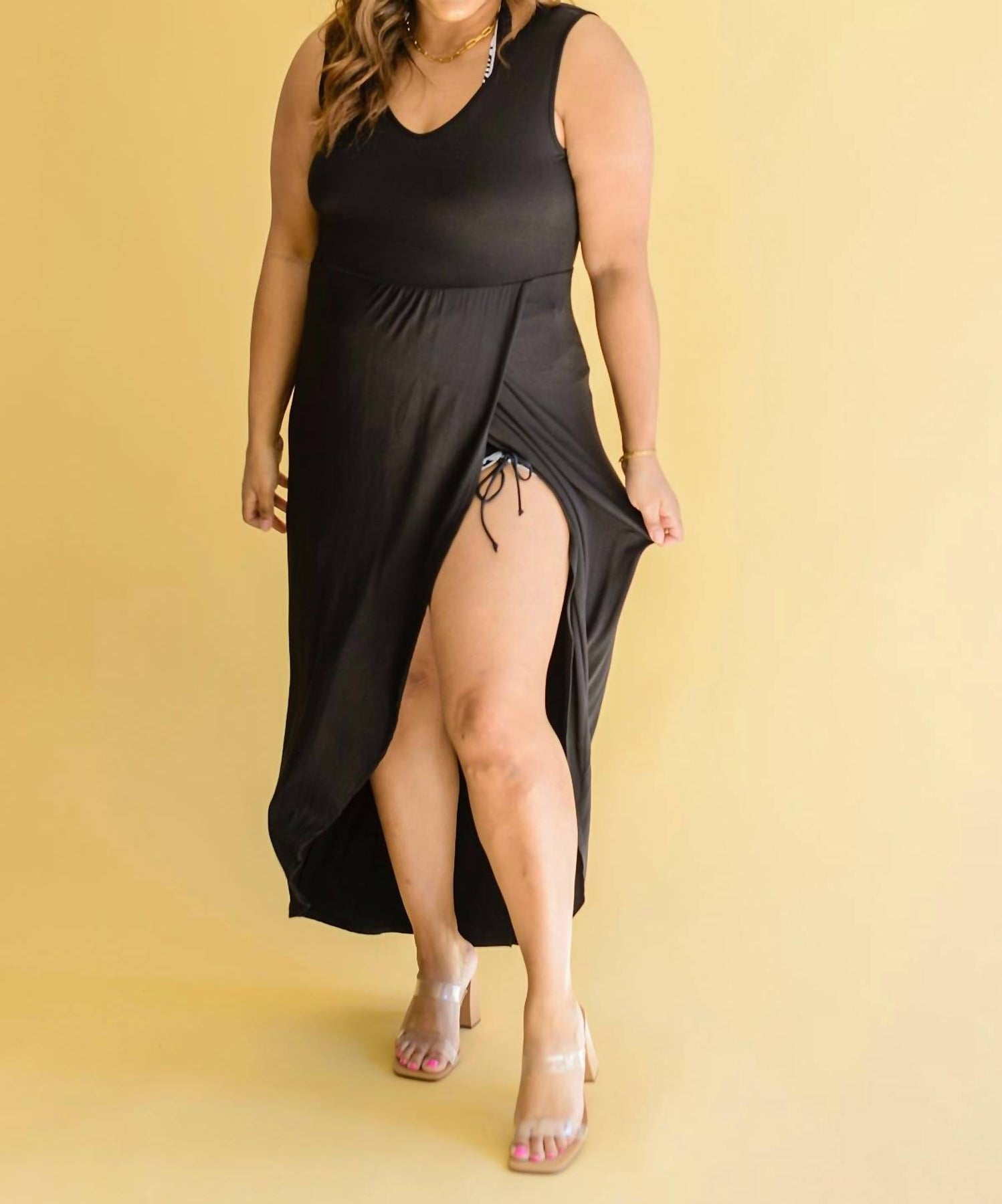 Wie es war Tulip Rock Maxi Kleid in schwarz