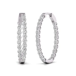 Diana M Lab 14KT WG 5CT TW oval In & Out Creole Ohrring
