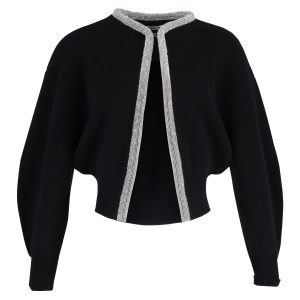 Alexander Wang Strickjacke mit Kristallmuster aus schwarzer Wolle