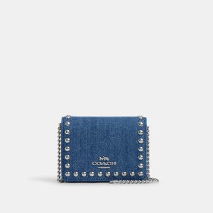 Coach Outlet Mini-Geldbörse auf einer Kette mit Nieten