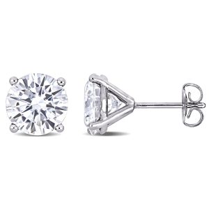 Mimi & Max 4ct DEW Created Moissanit Solitär Ohrstecker aus 14k Weißgold