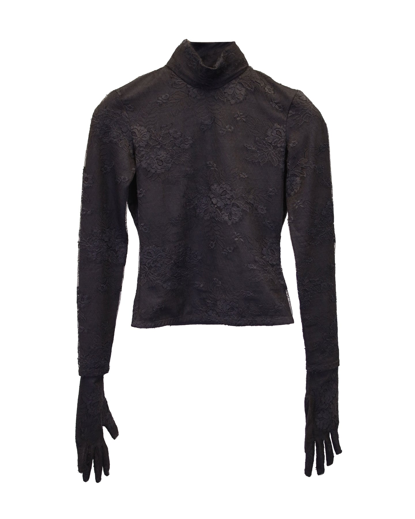 Balenciaga Gestreiftes Oberteil mit Blumenspitze aus schwarzem Polyamid