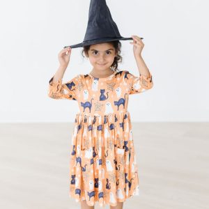 Spooky Kitty 3/4-Ärmel-Taschen-Twirl-Kleid