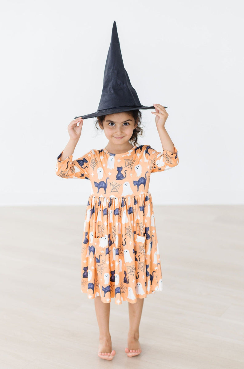 Spooky Kitty 3/4-Ärmel Tasche Twirl Kleid