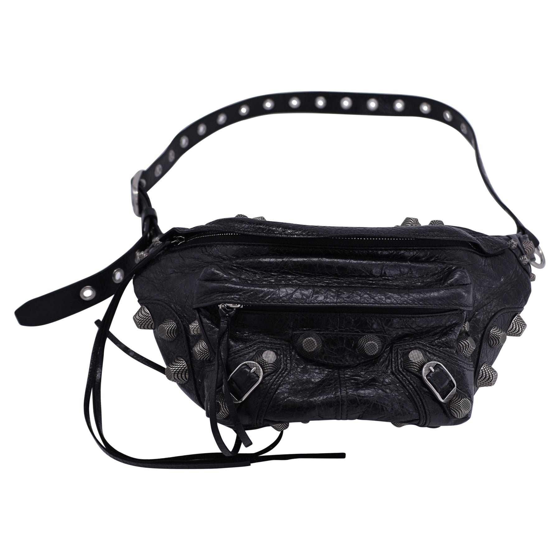 Balenciaga Le Cagole mittel Gürteltasche aus schwarzem Leder