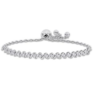 Mimi & Max 1/2ct DEW Created Moissanit S-Glieder verstellbares Bolo-Armband aus Sterlingsilber