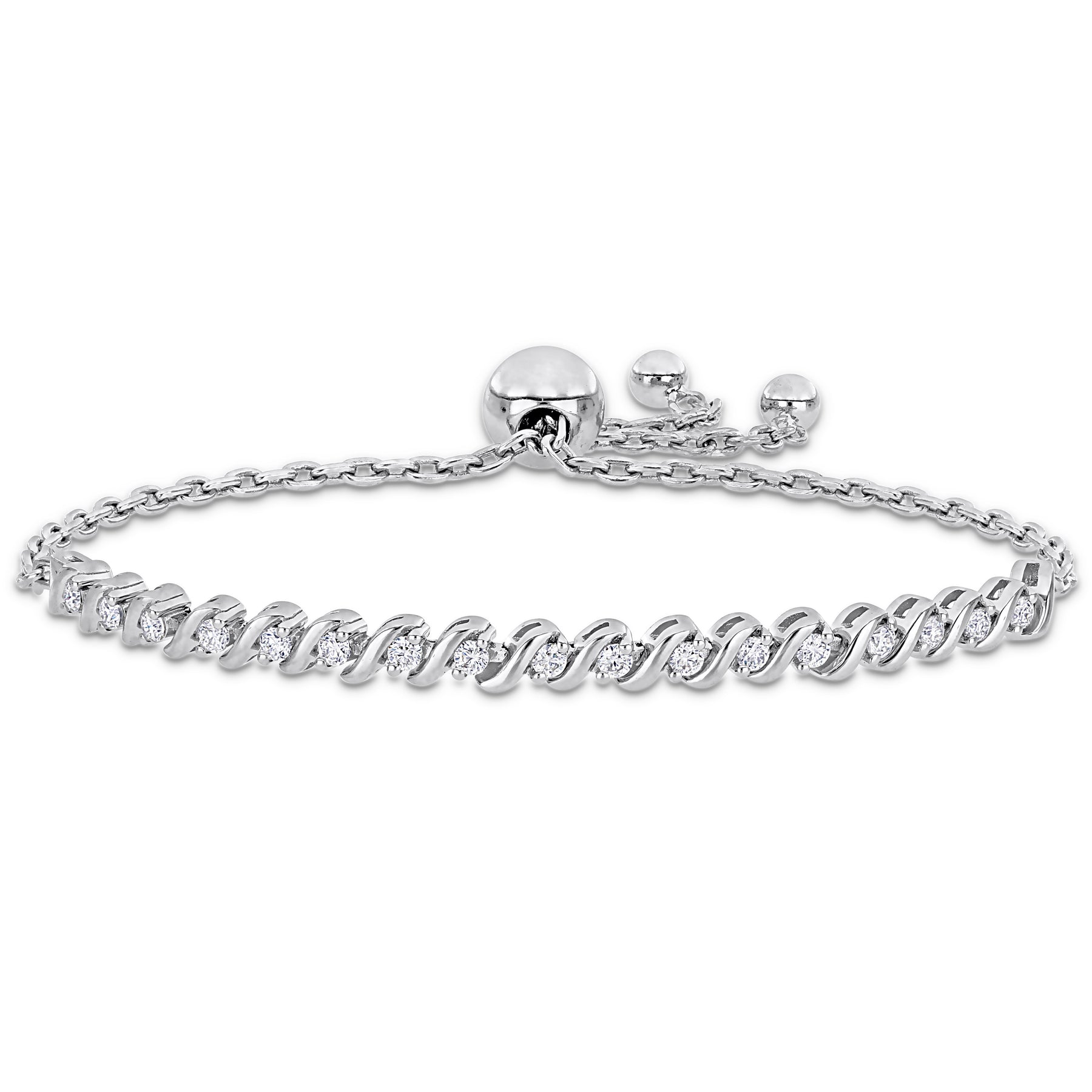 Mimi & Max 1/2ct DEW Erstellt Moissanite S Link Einstellbare Bolo Armband in Sterling Silber