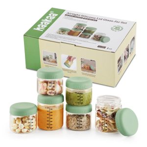 Haakaa Vorratsdosen-Set aus versiegeltem Glas – 4 x 4 Unzen + 2 x 7 Unzen Glasgefäße