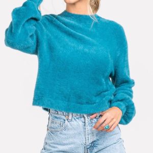verkürzt Feather Strickpullover in Drachenfliege