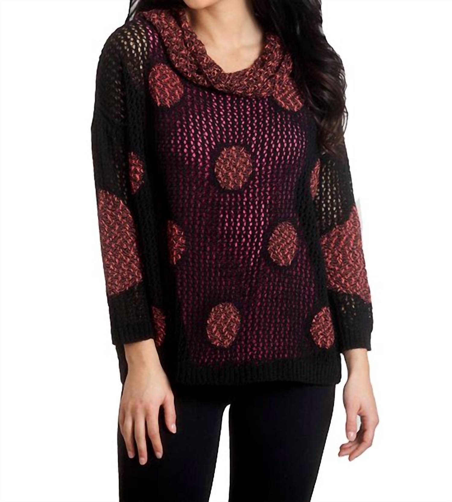 Gehäkelter Punkt Poncho in Blackfucshia