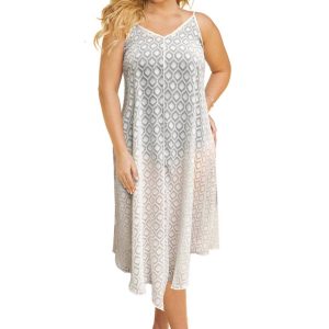 Übergröße Kleid mit V-Ausschnitt in Weiß