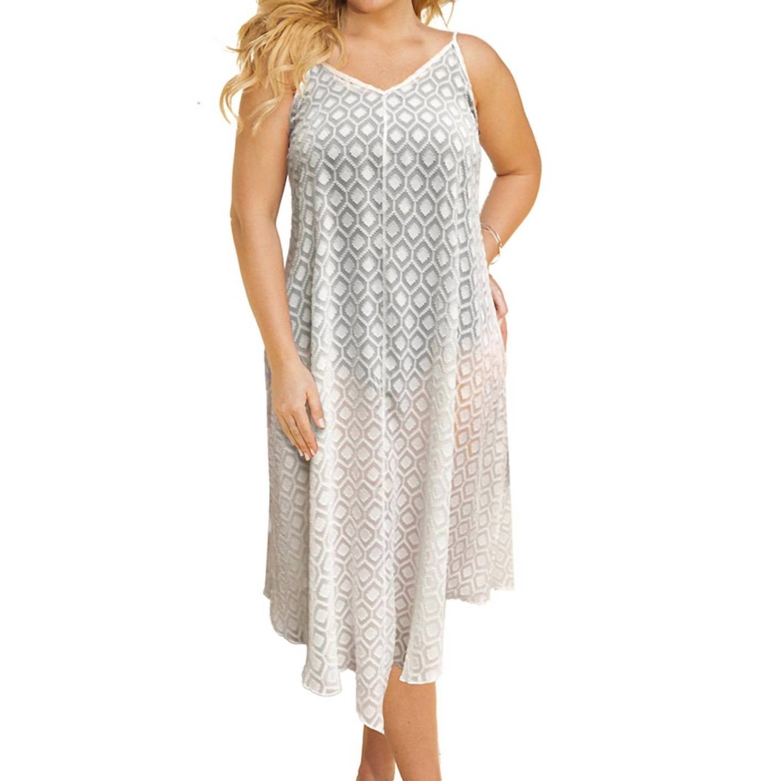 Plus Größe V-Bottom Cover Up Kleid in Weiß