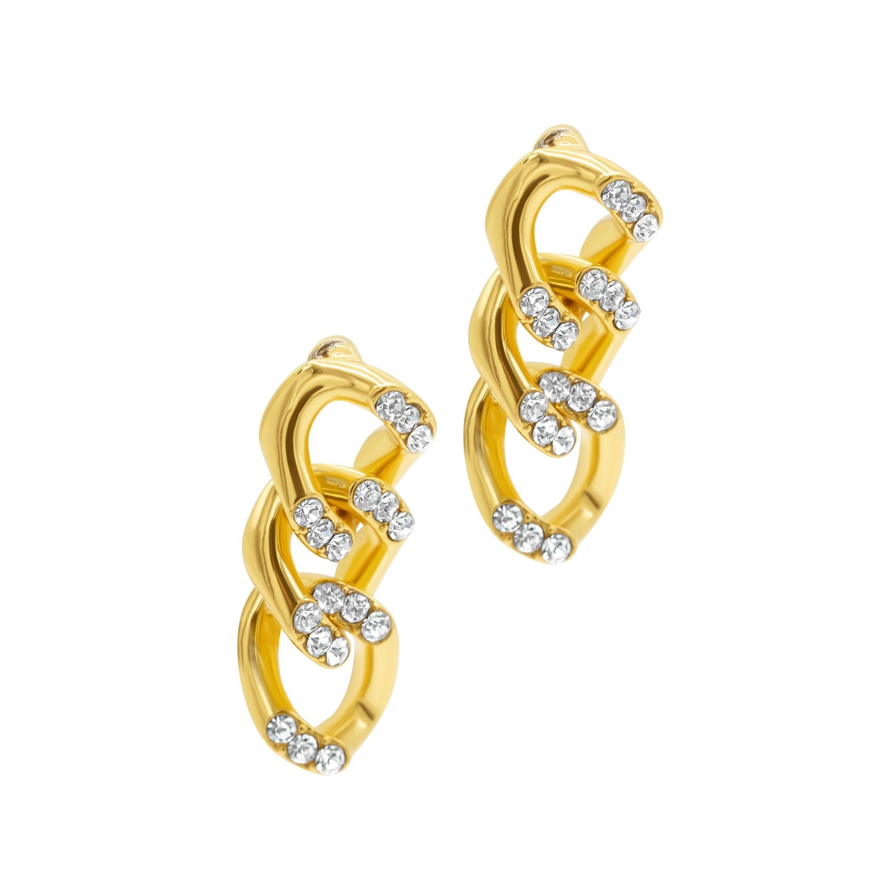 Kristall Curb Kette Ohrringe Gold