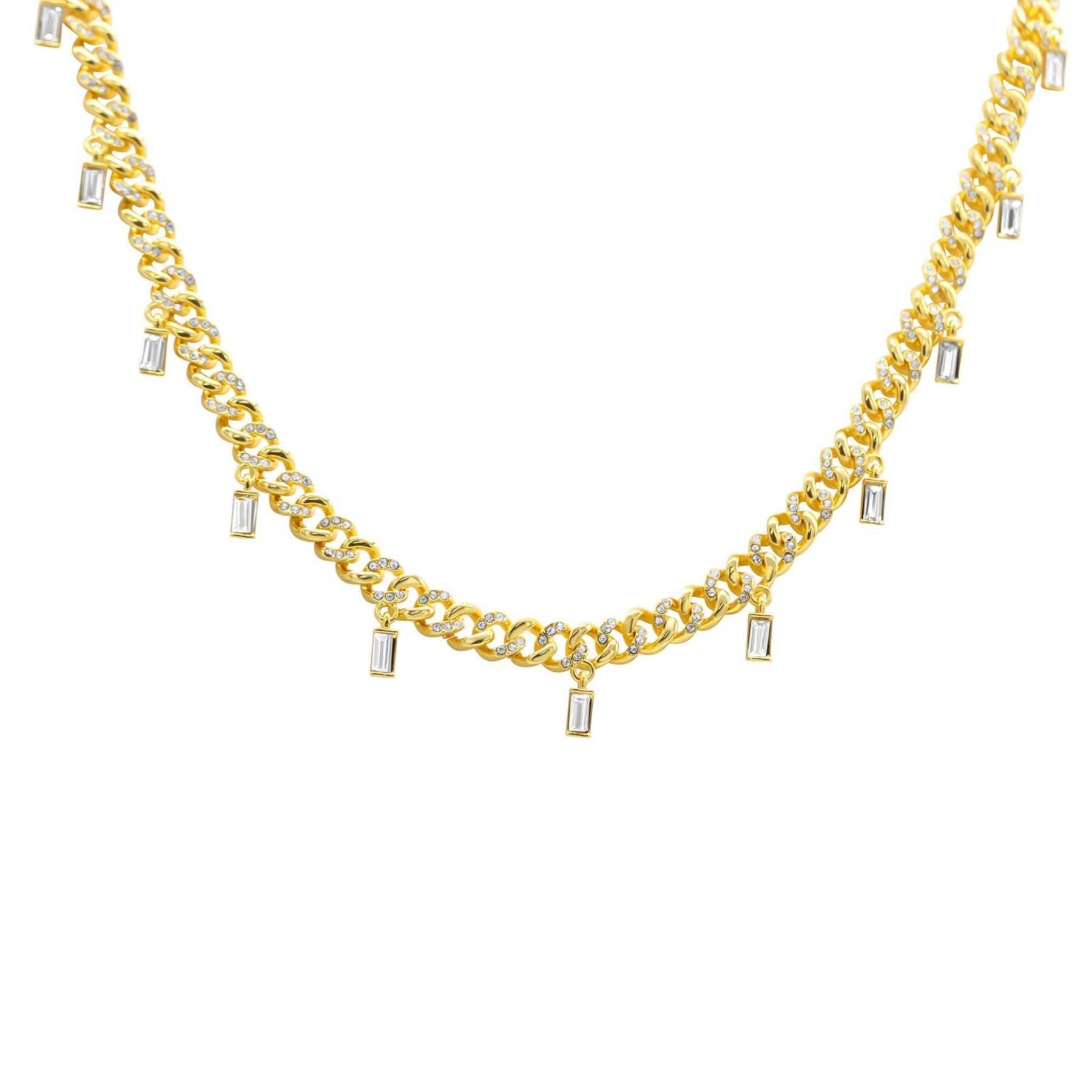 Curb Chain Baguette baumeln verstellbare Choker Halskette Gold