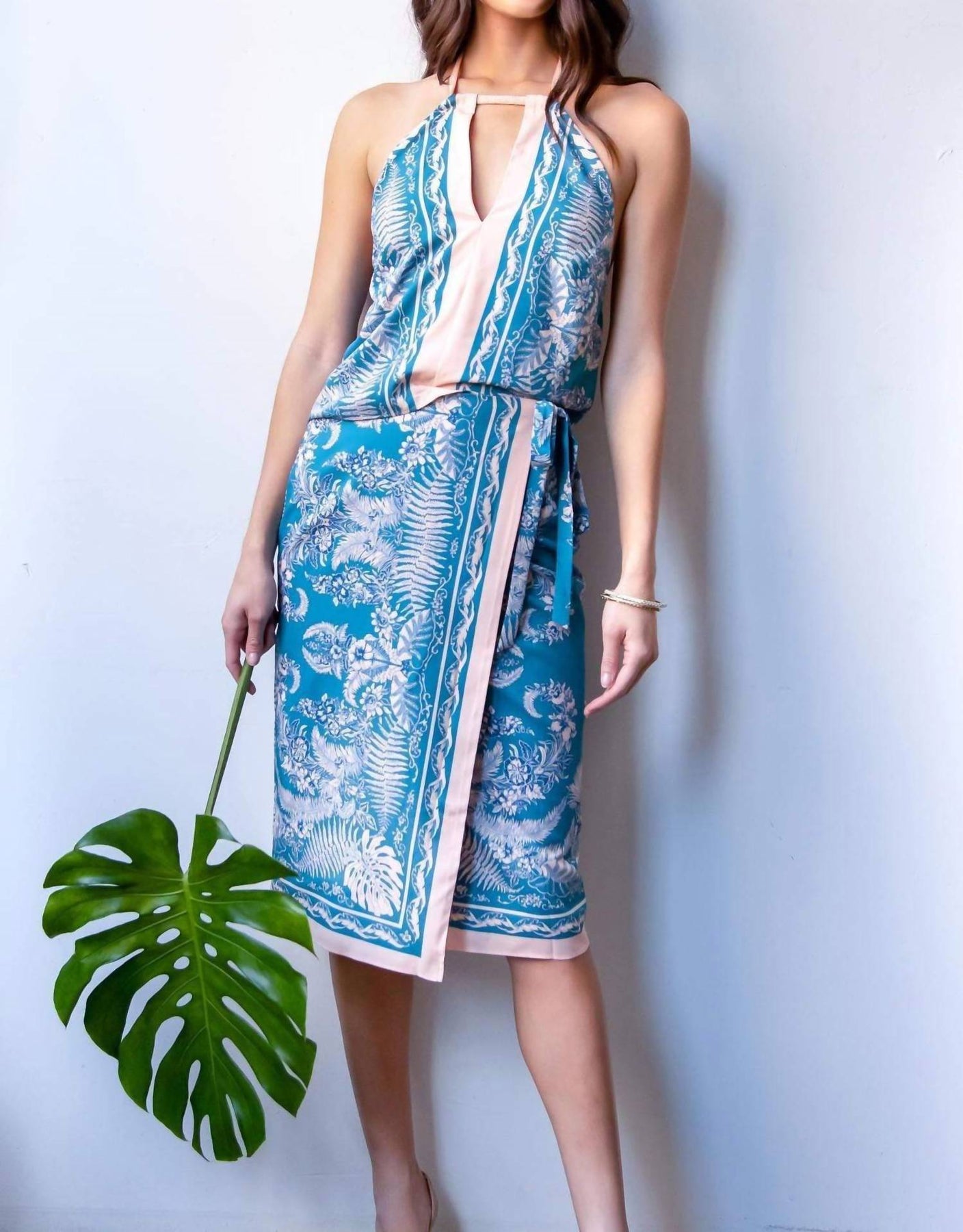 Botanischer Rock Set in Petrol/Rosa