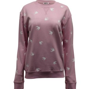 Alexander McQueen Sweatshirt mit Schwalbenprint aus rosa Baumwolle
